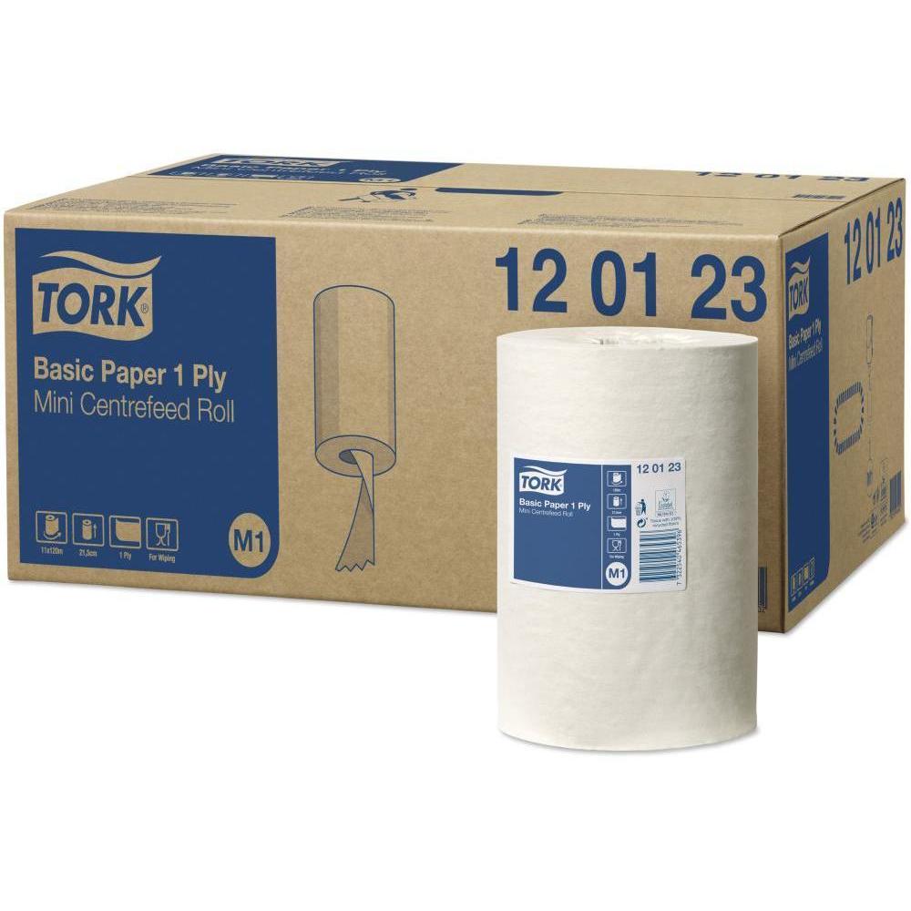 Tork® - Basic Paper - Mini Centrefeed Roll - 1Ply - White - 21.5cmx120m ...