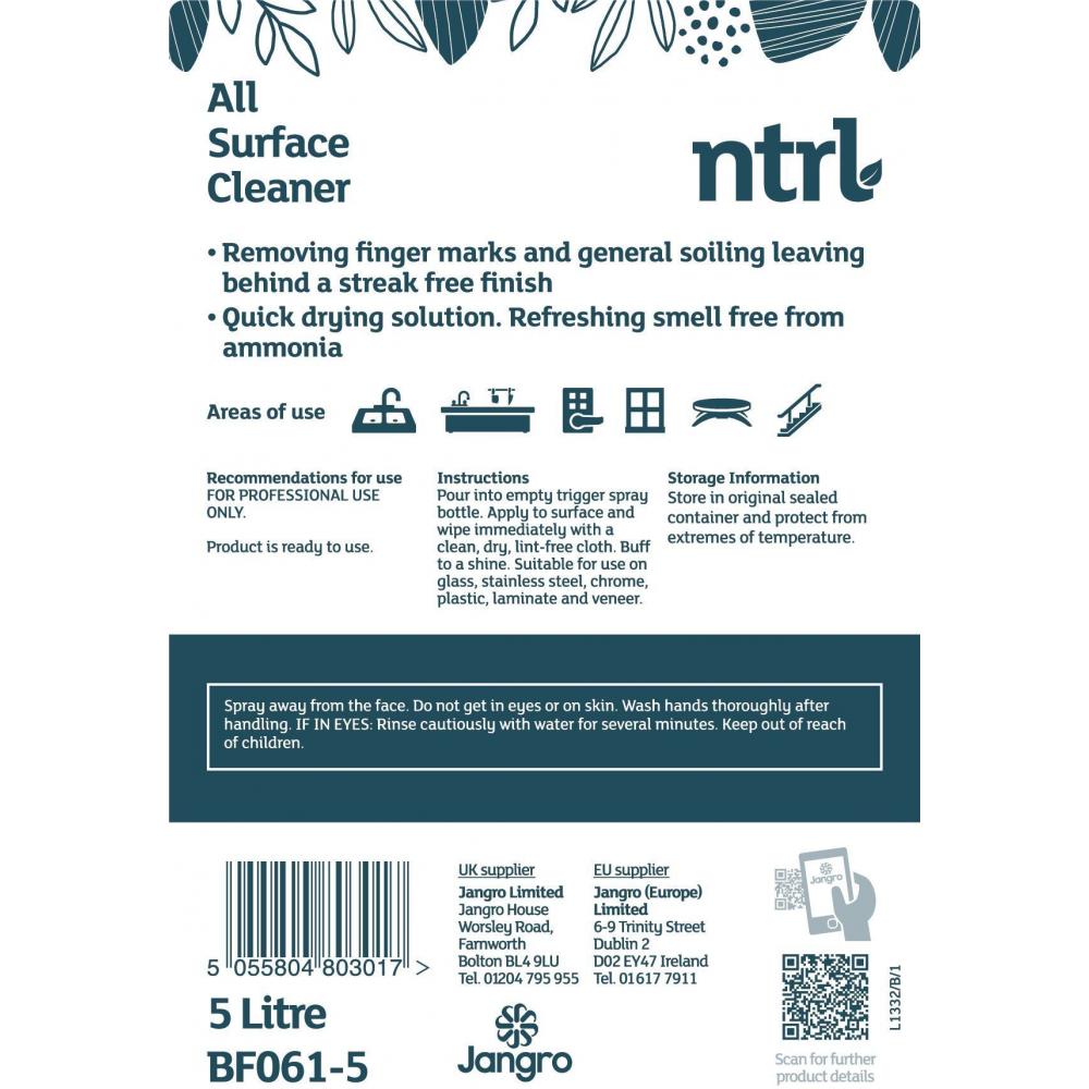 Multi Purpose Multi Surface Cleaner Jangro ntrl 5L Avica UK Ltd