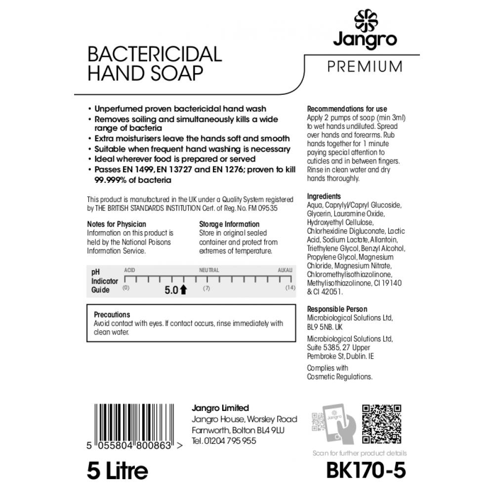 Bactericidal Hand Soap Jangro 5L Avica UK Ltd