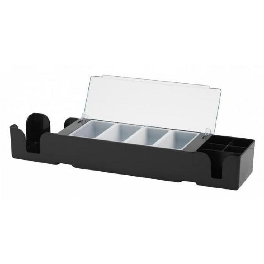 Condiment Holder 4 Compartment & Bar Caddy Black 4x57cl (1 pint
