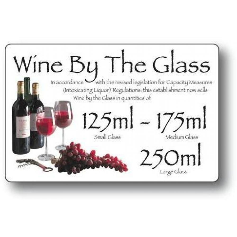Weights & Measures Act Wine By The Glass 125ml, 175ml & 250ml Sign