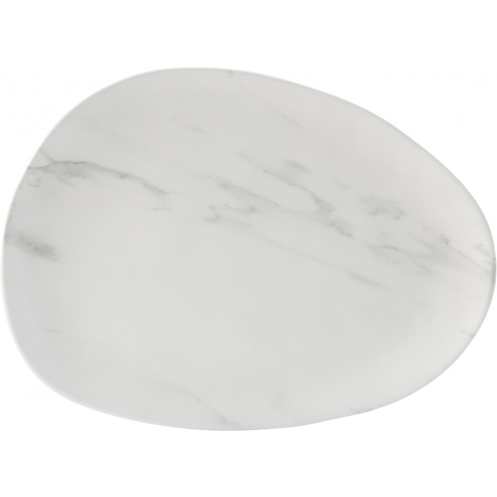 Oval Platter - Pebble Design - Melamine - White Marble - 41cm (16 ...