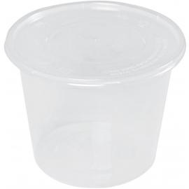 Food Storage Container - Round - with Lid - Clear Plastic - 52.5cl (18oz)