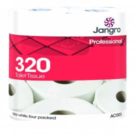 Toilet Roll - Traditional - Jangro - White - 2 Ply - 320 Sheet