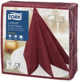 Dinner Napkin - Premium - Tork&#174; - Linstyle&#174; - Burgundy - 4 Fold - 1 Ply - 39cm