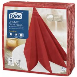 Dinner Napkin - Premium - Tork&#174; - Linstyle&#174; - Red - 4 Fold - 1 Ply - 39cm