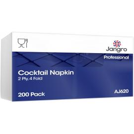 Cocktail Napkin - White - 4 Fold - 2 ply - 23cm