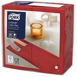 Cutlery Bag Napkin - Tork&#174; - Linstyle&#174; - Red - 8 Fold - 1 Ply - 39cm