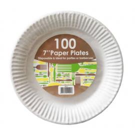 Paper Plate - Economy - Biodegradable - White - 18cm (7&quot;)