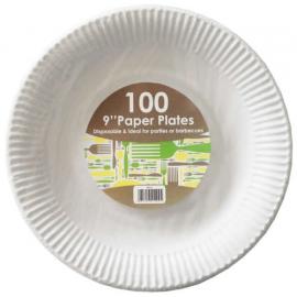 Paper Plate - Economy - Biodegradable - White - 23cm (9&quot;)