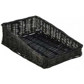 Display Basket - Rectangular - Angled Top - Wicker - Black - 40cm (15.75") - Front 6cm (2.25")