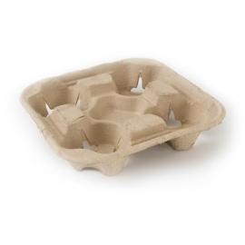 Beverage Cup Carry Tray - Moulded Pulp Fibre - Brown - 4 Cup