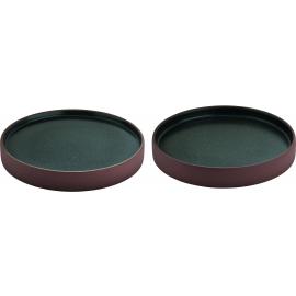 Round Plate - Flat & Half Deep Combination - Stoneware - 2in1 Artisan - Brown & Black - 21cm (8.25")