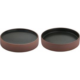 Round Plate - Flat & Deep Combination - Stoneware - 2in1 Artisan - Brown & Black - 21cm (8.25")