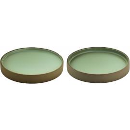 Round Plate - Flat & Half Deep Combination - Stoneware - 2in1 Artisan - Beige & Grey - 21cm (8.25")