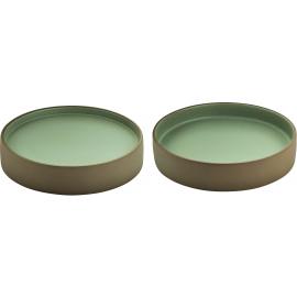Round Plate - Flat & Deep Combination - Stoneware - 2in1 Artisan - Beige & Grey - 21cm (8.25")