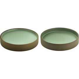 Round Plate - Flat & Deep Combination - Stoneware - 2in1 Artisan - Beige & Grey - 24cm (9.5")