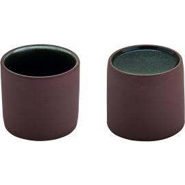 Espresso Cup - Cup & Plateau Combination - Stoneware - 2in1 Artisan - Brown & Black - 9cl (3.25oz)