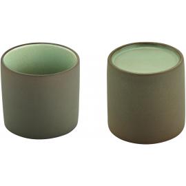 Espresso Cup - Cup & Plateau Combination - Stoneware - 2in1 Artisan - Beige & Grey - 9cl (3.25oz)