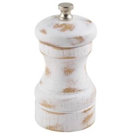 Salt or Pepper Mill - White Wash - Wood - 10cm (4")
