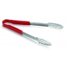 Tongs - All Purpose - Stainless Steel - Part Vinyl-Coated - Red - 30cm (11.8&quot;)