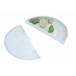 Bar Cutting Board - Semi-Circular with Cover - White - 33.7cm (13.25&quot;)