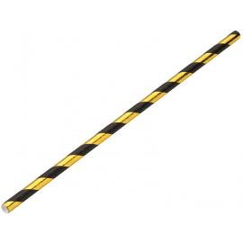 Straight Straw - Paper - Black & Gold Stripe - 20cm (8&quot;) x 6mm