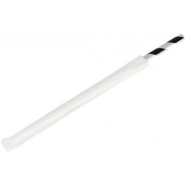 Straight Straw - Paper - Individually Wrapped - White & Black Stripe - 20cm (8&quot;) x 6mm