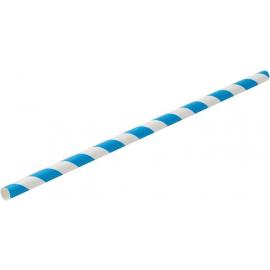 Straight Straw - Paper - White & Pale Blue Stripe - 20cm (8&quot;) x 6mm