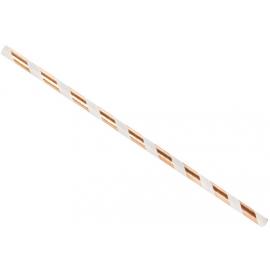 Straight Straw - Paper - Gold & White Stripe - 20cm (8&quot;) x 6mm
