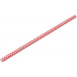 Straight Straw - Paper - Red Chevron Design - 20cm (8&quot;) x 6mm