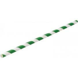 Sip Stir Straw - Paper - Dark Green & White Stripe - 14cm (5.5&quot;) x 6mm
