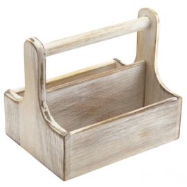 Table Caddy - Tool Box - Acacia Wood - Medium - White