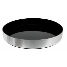 Round Tray - Non-Slip - High Side - Brushed Aluminium Effect - Black - 33cm (13&quot;)