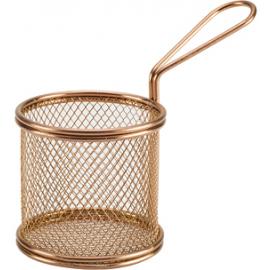 Display Fry Basket - Round - Copper Plated Stainless Steel - 9cm (3.5")