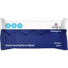 Antibacterial Wipes - Hands and Surface - Flow Pack - Jangro - 80 Wipes