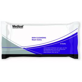 Skin Cleansing Wash Cloths - Patient Wet Wipes - Flow Pack - Medipal - 8 Wipes