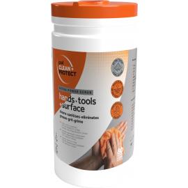 Sanitising Wipes - Hands, Tools & Surface - Extra Power Scrub - Canister - Clean + Protect - 80 XL Wipes