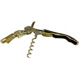 Corkscrew & Bottle Opener - Double Reach - Gold Plated - 12cm (4.7")