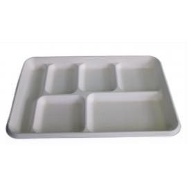 Plate - Rectangular - 6 Compartment - Natural Fibre - Bagasse - White - 30cm (11.75&quot;)