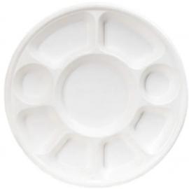 Round Plate - 9 Compartment - Natural Fibre - Bagasse - White - 31.5cm (12.4&quot;)