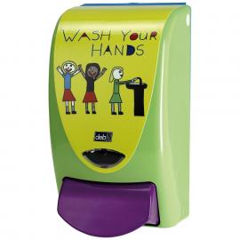 Schools &#39;Wash Your Hands&#39; Cartridge Dispenser - DEB - Yellow & Mauve - 1L
