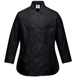 Ladies Chef Jacket - Long Sleeved - Rachel - Black - 2X Large (46&quot;-47&quot;)