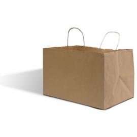 Take Away Paper Carrier Bag - Wide Base - Brown - Large