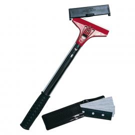Window Scraper - Deluxe Model -  Chrome Steel Handle Shaft - Red Head - 30cm (12&quot;)