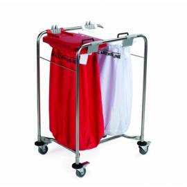 Laundry Cart - 2 Bag Cart - Med-I-Carts - White & Red Lids