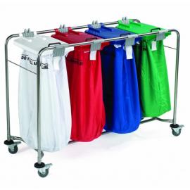 Laundry Cart - 4 Bag Cart - Med-I-Carts - White, Red, Blue, Green Lids