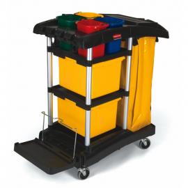 Secure Microfibre Cleaning Cart - Rubbermaid - Black