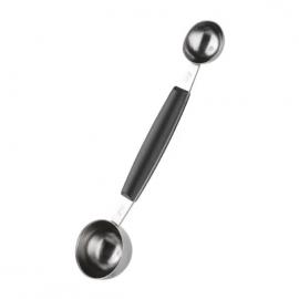 Melon Baller - Double Scoop - Black Plastic Handle - 18.5cm (7.25") - 3cm & 4cm (1.2" & 1.6") Head