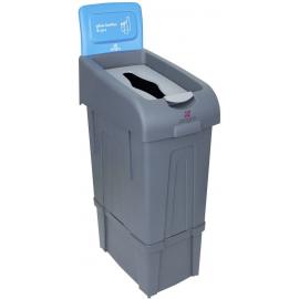Procycle Recycling Bin - With Light Blue 'Glass Bottles & Jars' Back Panel - Jangro - Grey - 80L